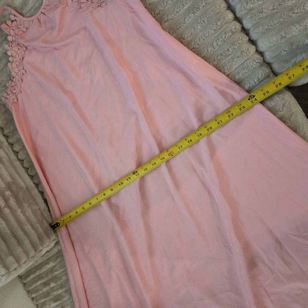 SHEIN Light Pink Crochet Halter Neck Maxi Dress Women's Size M Baby Pink Flowy - Picture 5 of 10